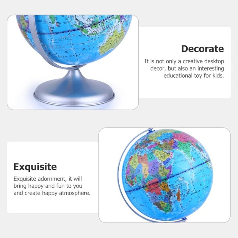 Rotating World Globe with Solid Base High Definition Map Educational Teaching Tool for Classroom Home Desk Decor - Image 4